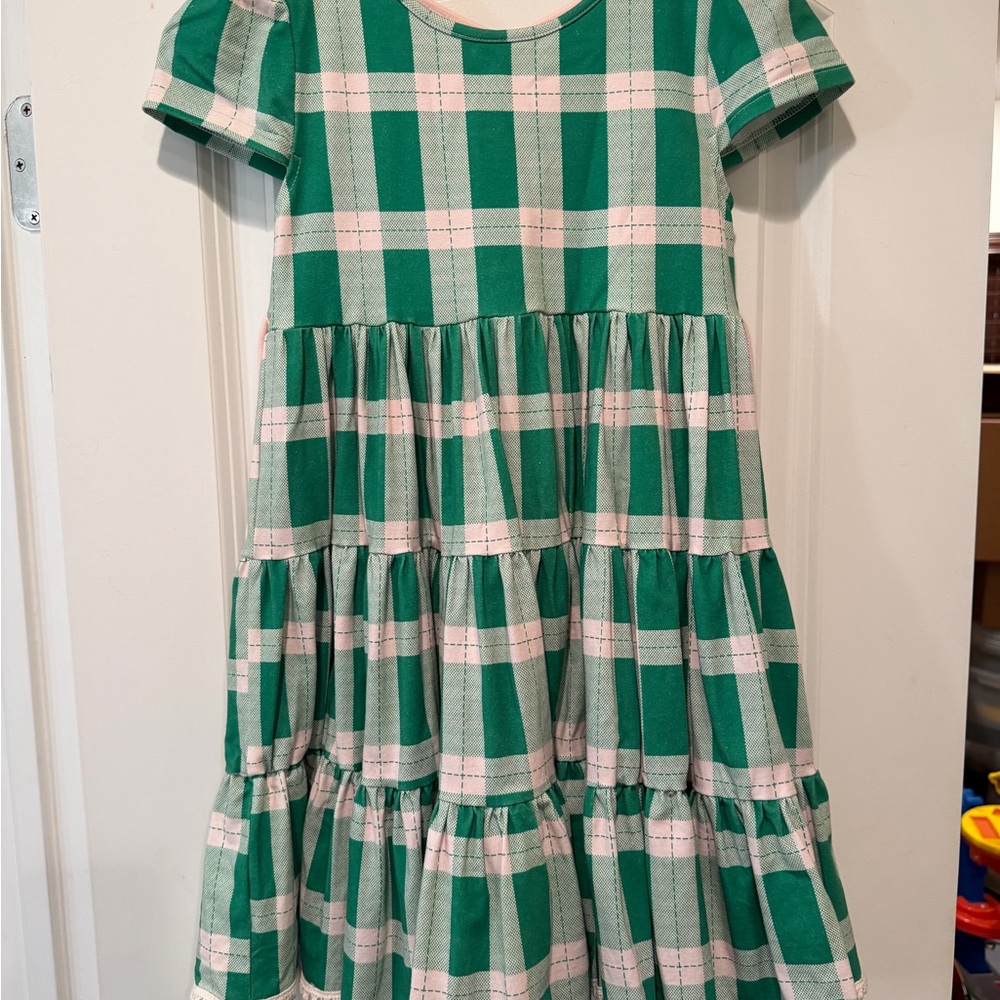 SweetHoney Green and Pale Pink Plaid Dress - Sz 8